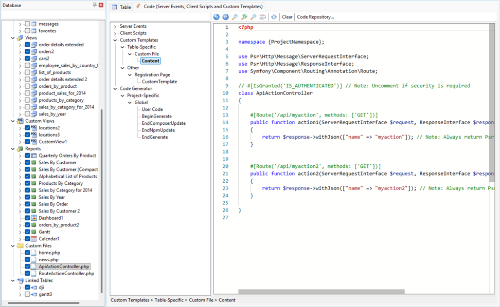 API action controller